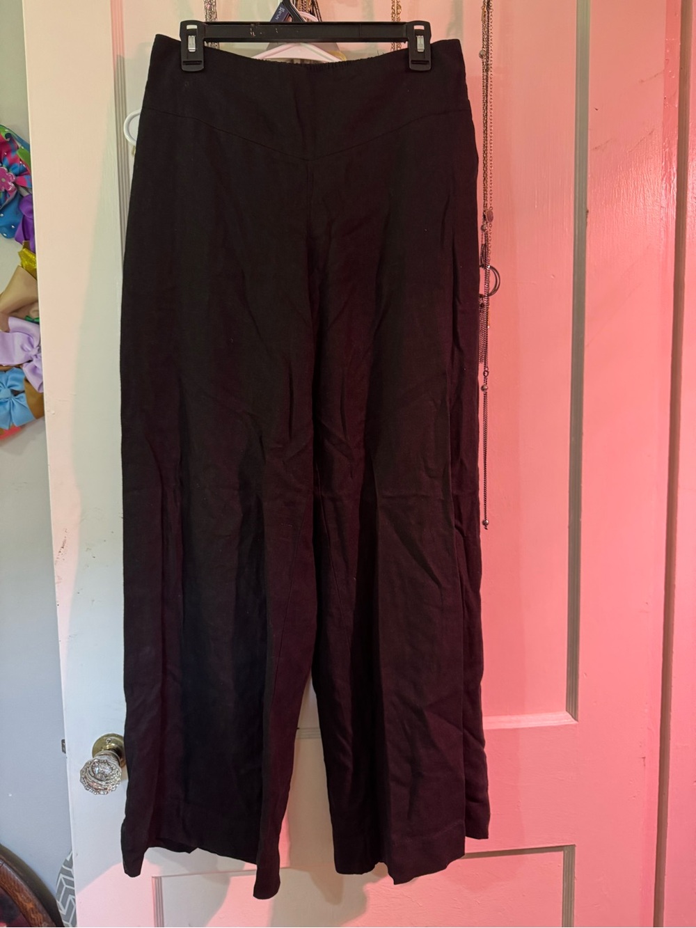 Cato Black Smocked Waist Wide-Leg Pants